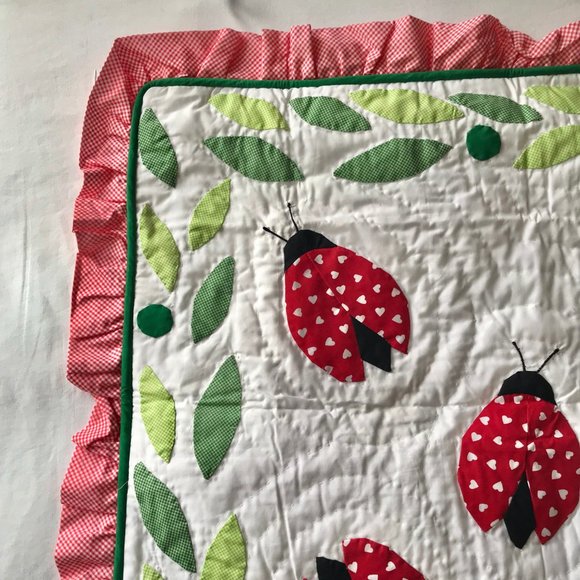 Vintage Britannica Home Fashions Ladybug Standard Pillow Sham Quilted 26" X 20" - Picture 3 of 16